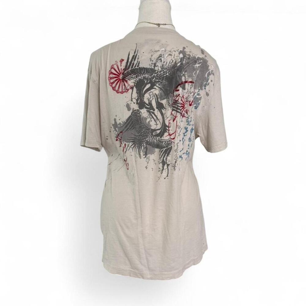 Express Y2K Retro Grunge Graphic V Neck 100% Cotton 2000s T Shirt Shirt Size M - Picture 2 of 7
